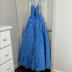 Sherri Hill Royal Blue Textured Ball Gown Prom Dress